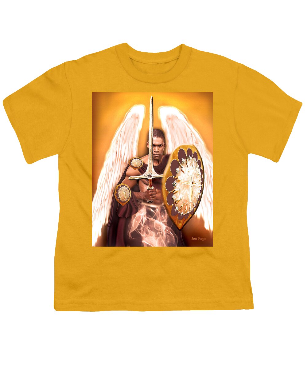 Angel Youth T-Shirt featuring the digital art Warrior Angel by Jennifer Page