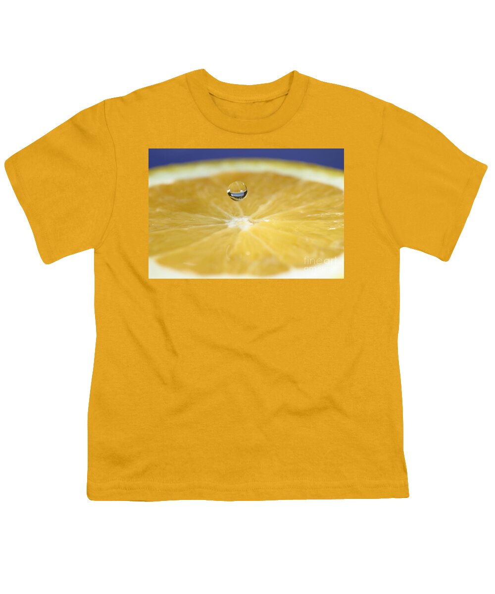Water Youth T-Shirt featuring the photograph Drip Over An Orange #3 by Ted Kinsman