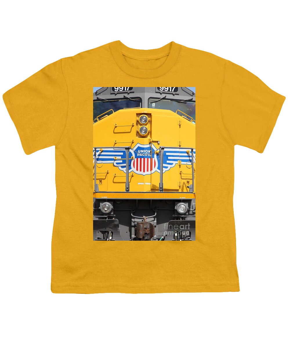Transportation Youth T-Shirt featuring the photograph Union Pacific Locomotive Train - 5D18645 by Wingsdomain Art and Photography
