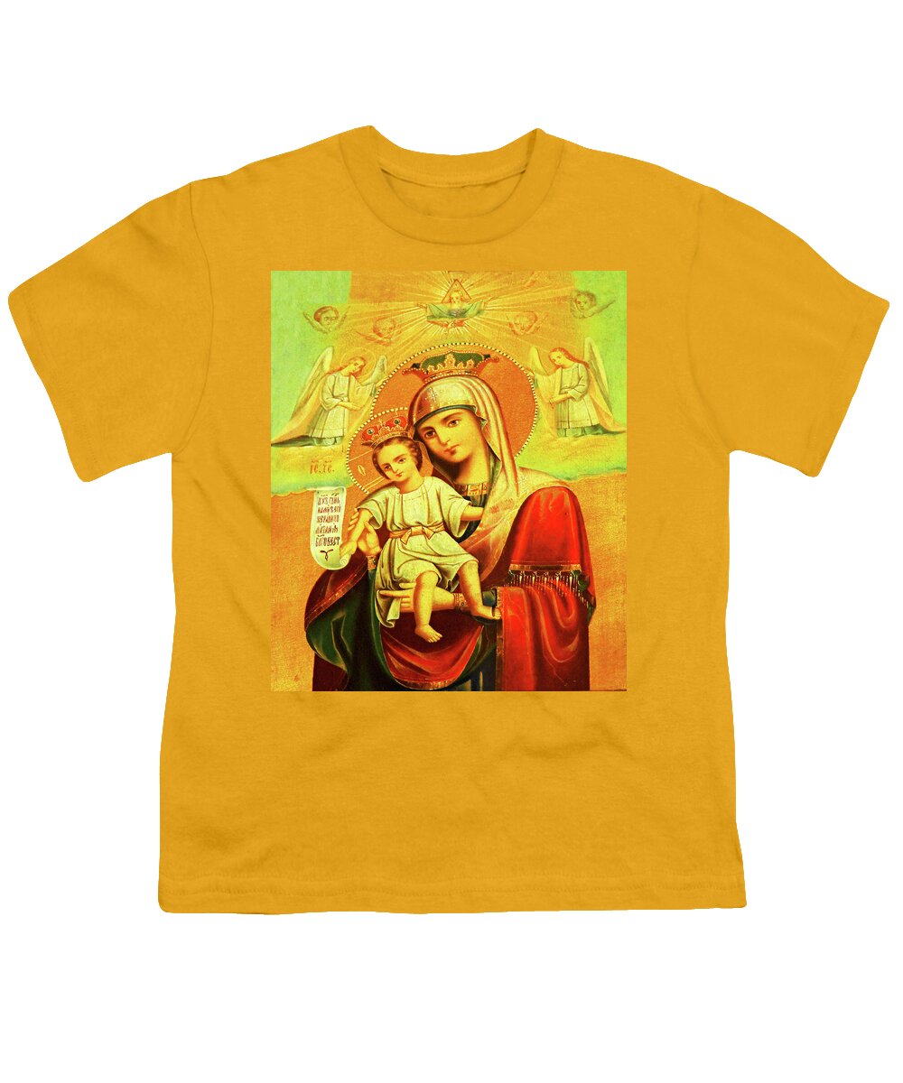 Mary And Baby Jesus Youth T-Shirt featuring the photograph Holy Family at Nativity Church #2 by Munir Alawi