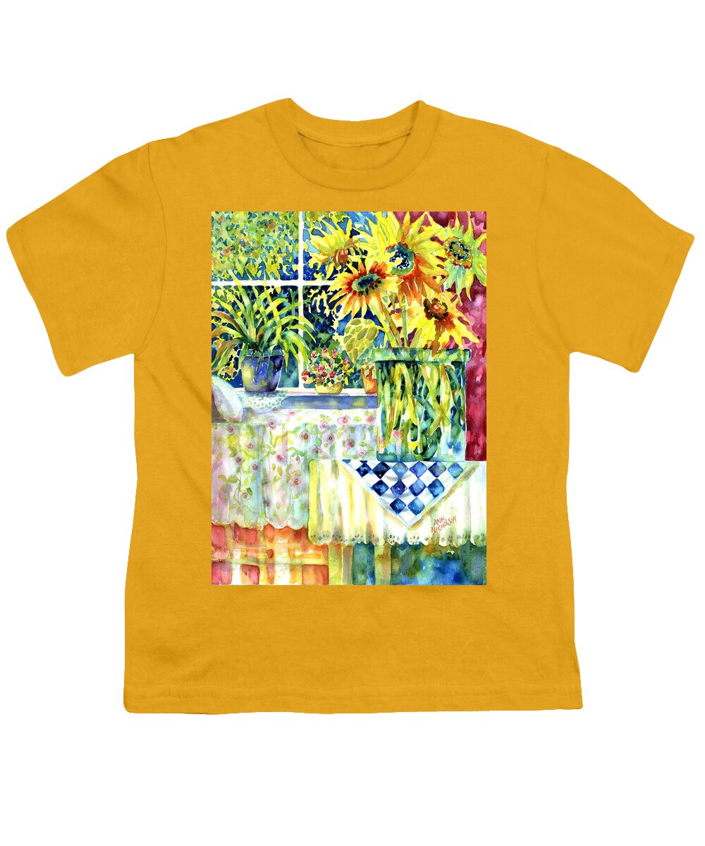 Watercolor Youth T-Shirt featuring the painting Kara's Room #1 by Ann Nicholson