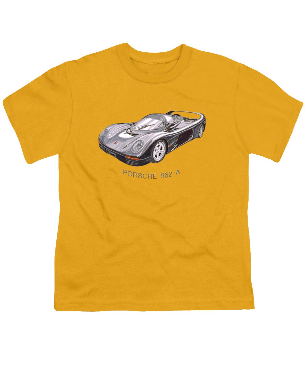 Original Watercolor Art Of A 1994 Porsche 962 A Tee Shirt Art Youth T-Shirt featuring the painting 1994 Porsche 962 A by Jack Pumphrey