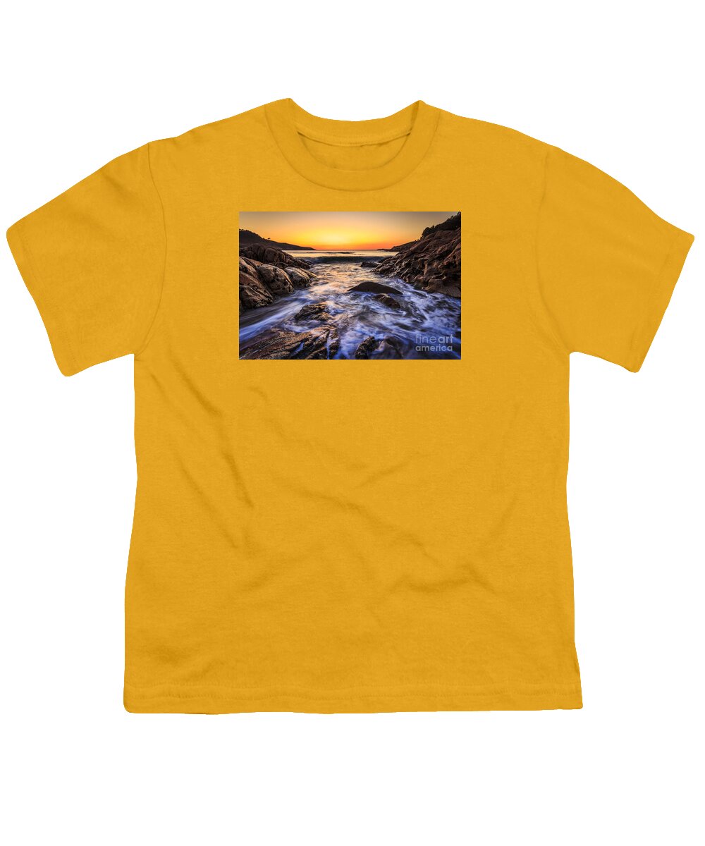 Ares Youth T-Shirt featuring the photograph Sunset On Chanteiro Beach Galicia Spain #2 by Pablo Avanzini
