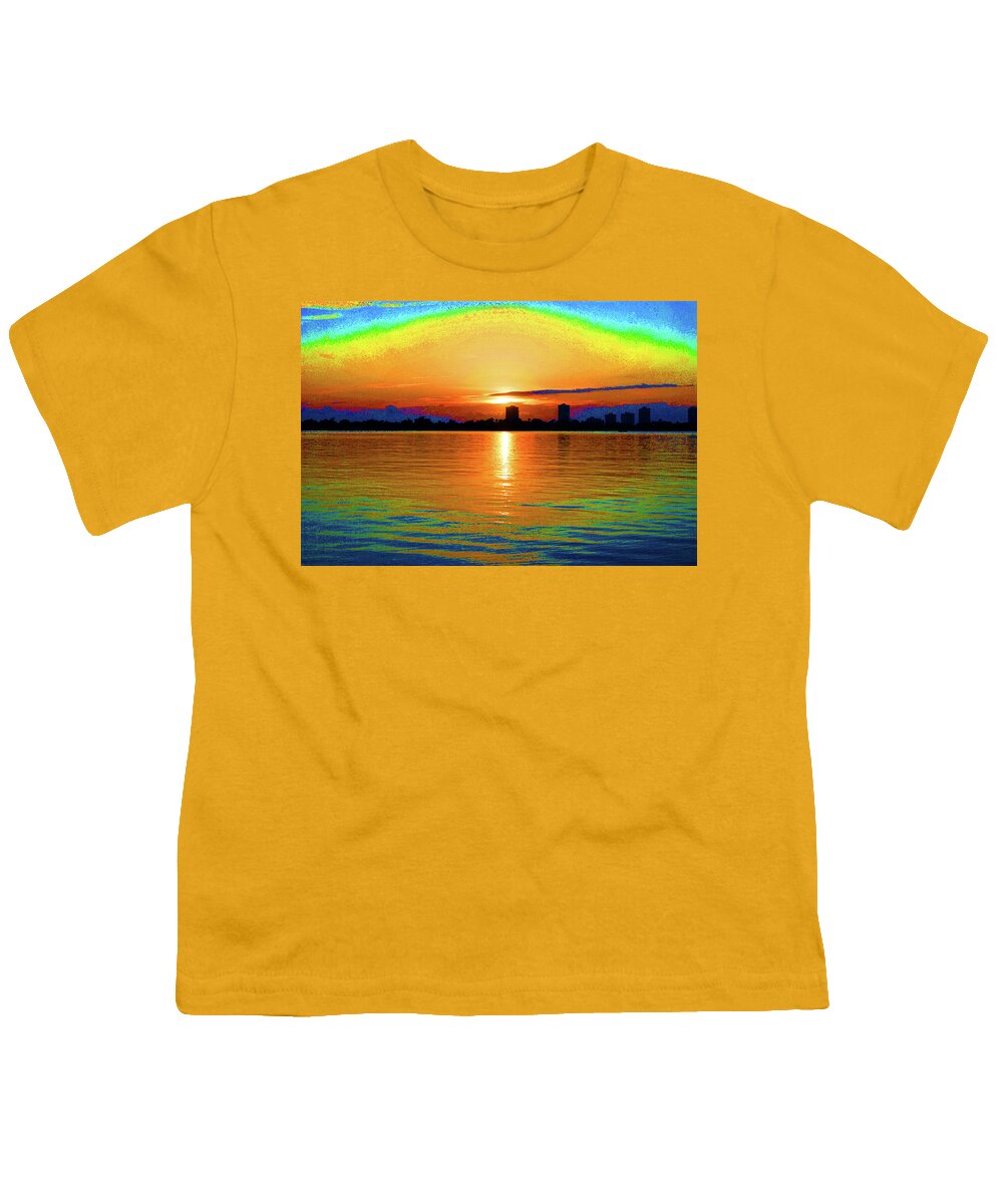Sunrise Youth T-Shirt featuring the digital art 25- Psychedelic Sunrise by Joseph Keane