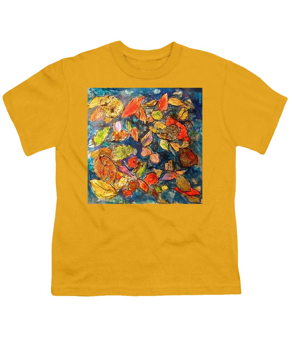 Leaves Youth T-Shirt featuring the mixed media Autumn Leaves by Barbara O'Toole