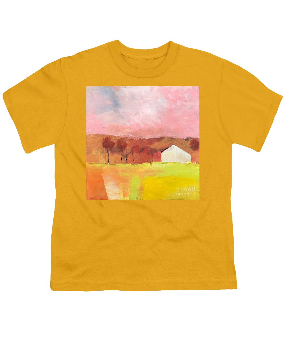 Farmhouse Youth T-Shirt featuring the painting Autumn Stillness by Michelle Abrams