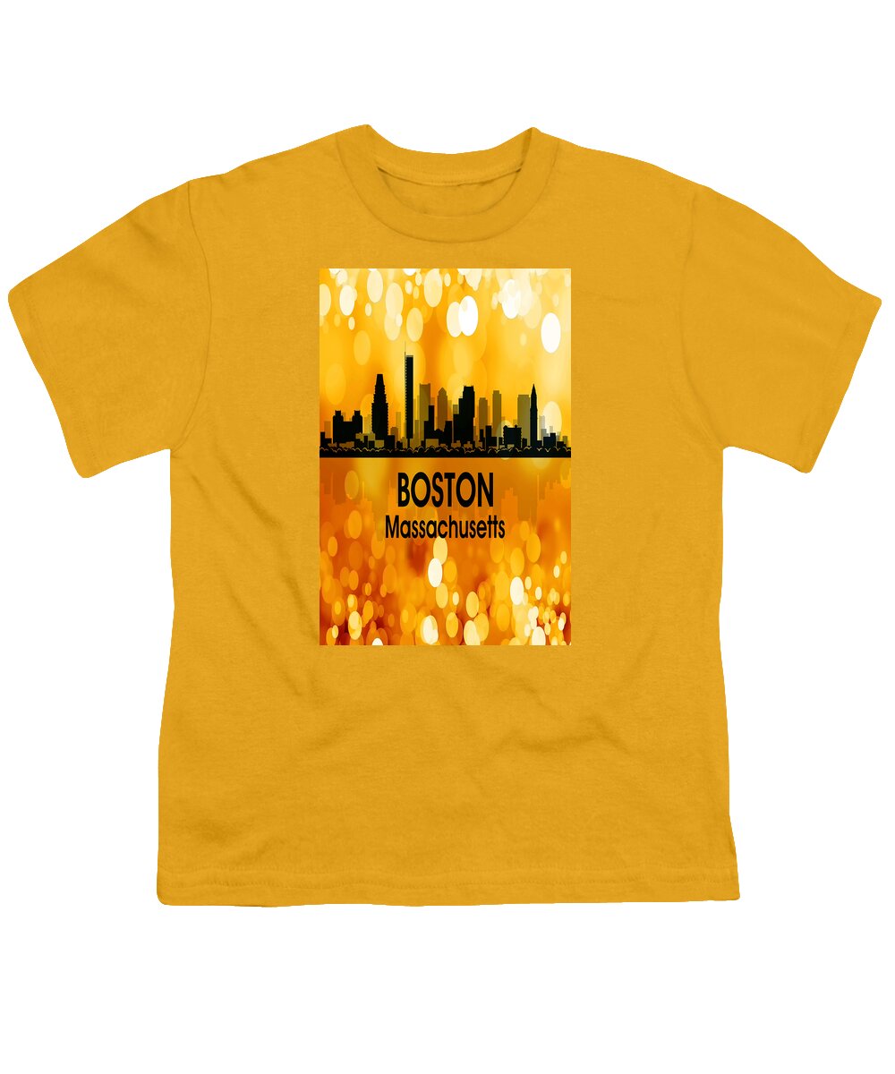Boston Youth T-Shirt featuring the digital art Boston MA 3 Vertical by Angelina Tamez
