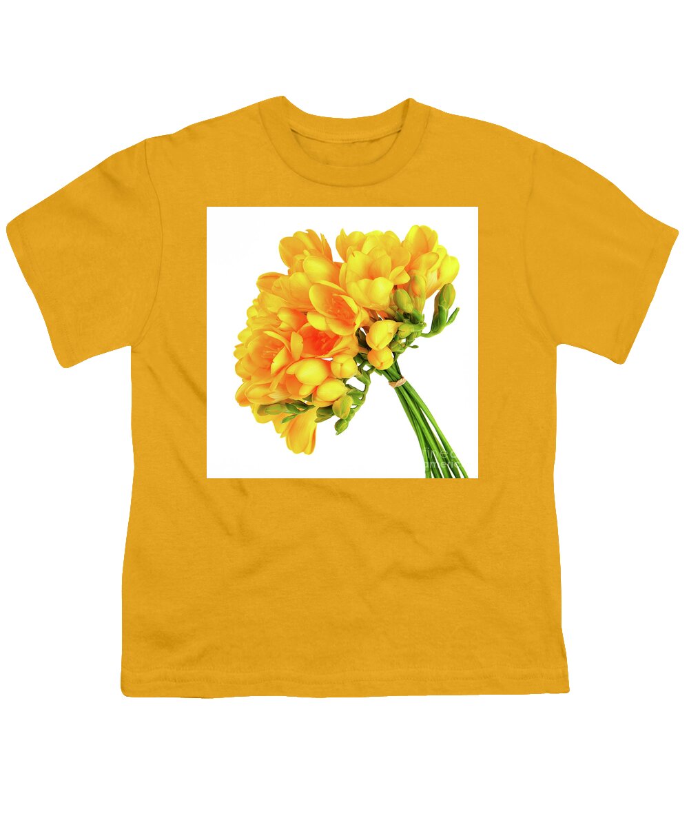 Background Youth T-Shirt featuring the photograph Bouquet of a beautiful yellow flowers by Anna Om