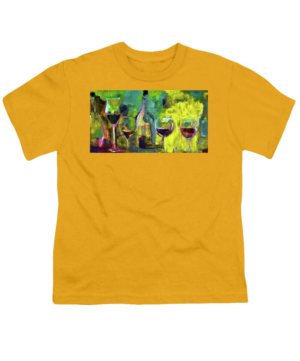 Wine Youth T-Shirt featuring the digital art Candle In A Tall Wine Glass By Lisa Kaiser by Lisa Kaiser