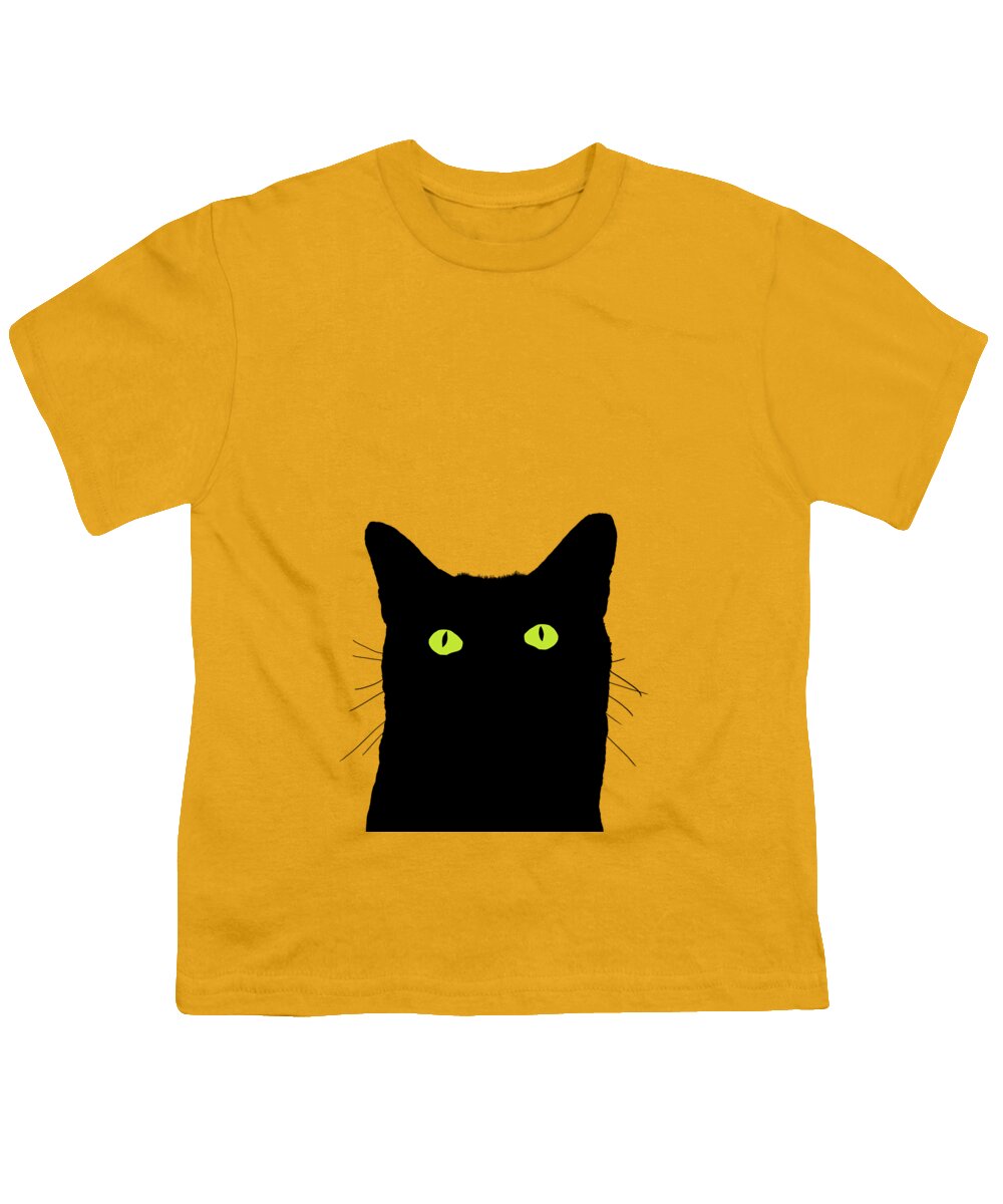 Cat Youth T-Shirt featuring the digital art Cat Looking Up by Garaga Designs