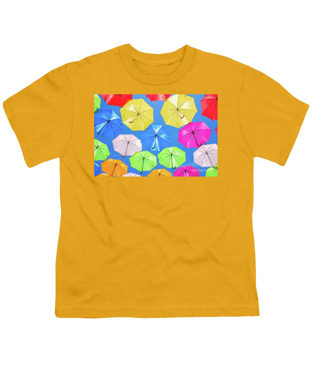 Umbrellas Youth T-Shirt featuring the photograph Colorful Umbrellas II by Raul Rodriguez