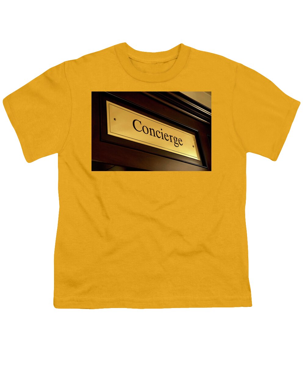 Concierge Youth T-Shirt featuring the photograph Concierge sign by Dutourdumonde Photography