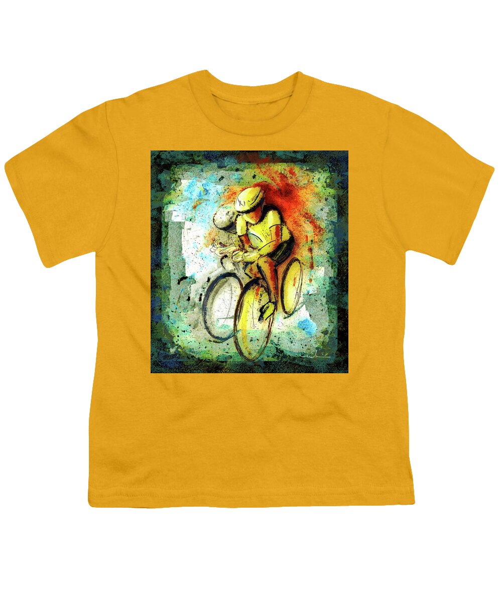 Sports Youth T-Shirt featuring the painting Cycling Madness 01 by Miki De Goodaboom