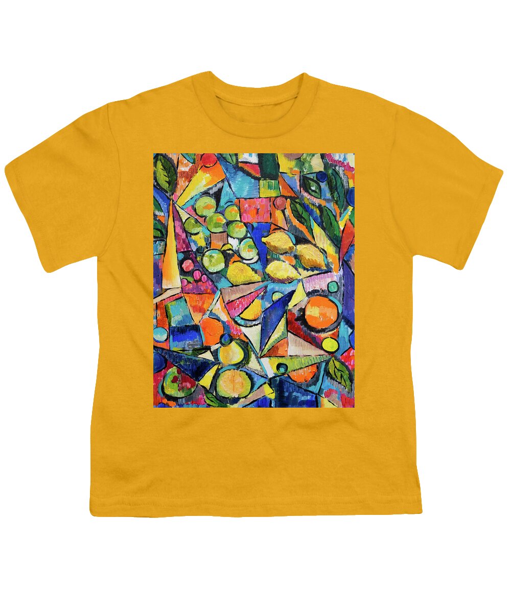 Abstract Youth T-Shirt featuring the painting Fruit Bowl Fantasia by Seeables Visual Arts