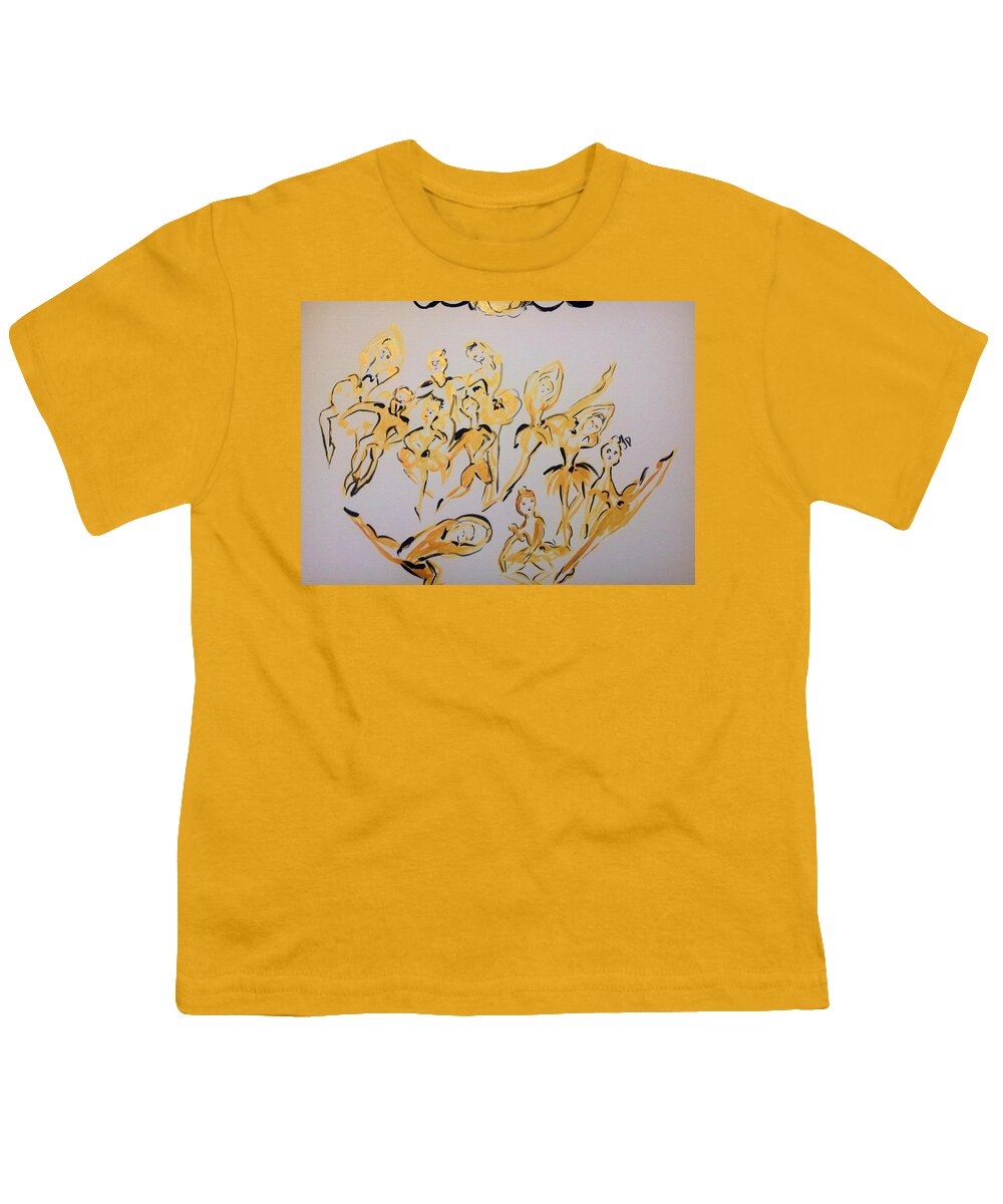 Ballet Youth T-Shirt featuring the painting Golden Ballet series one by Judith Desrosiers