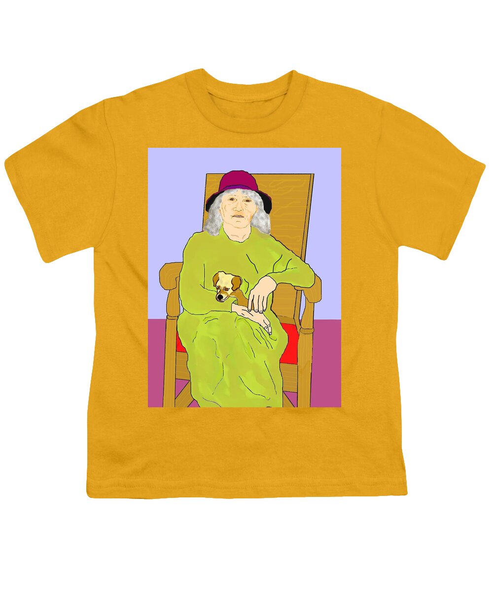 Grandmother Youth T-Shirt featuring the painting Grandma and Puppy by Pharris Art