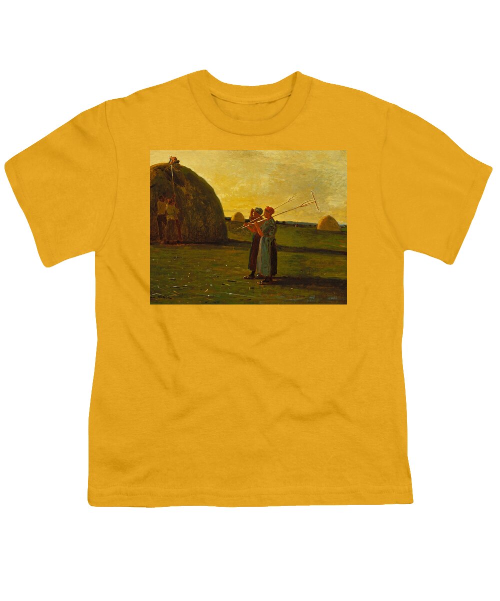 Winslow Homer Youth T-Shirt featuring the painting Haymakers by Winslow Homer
