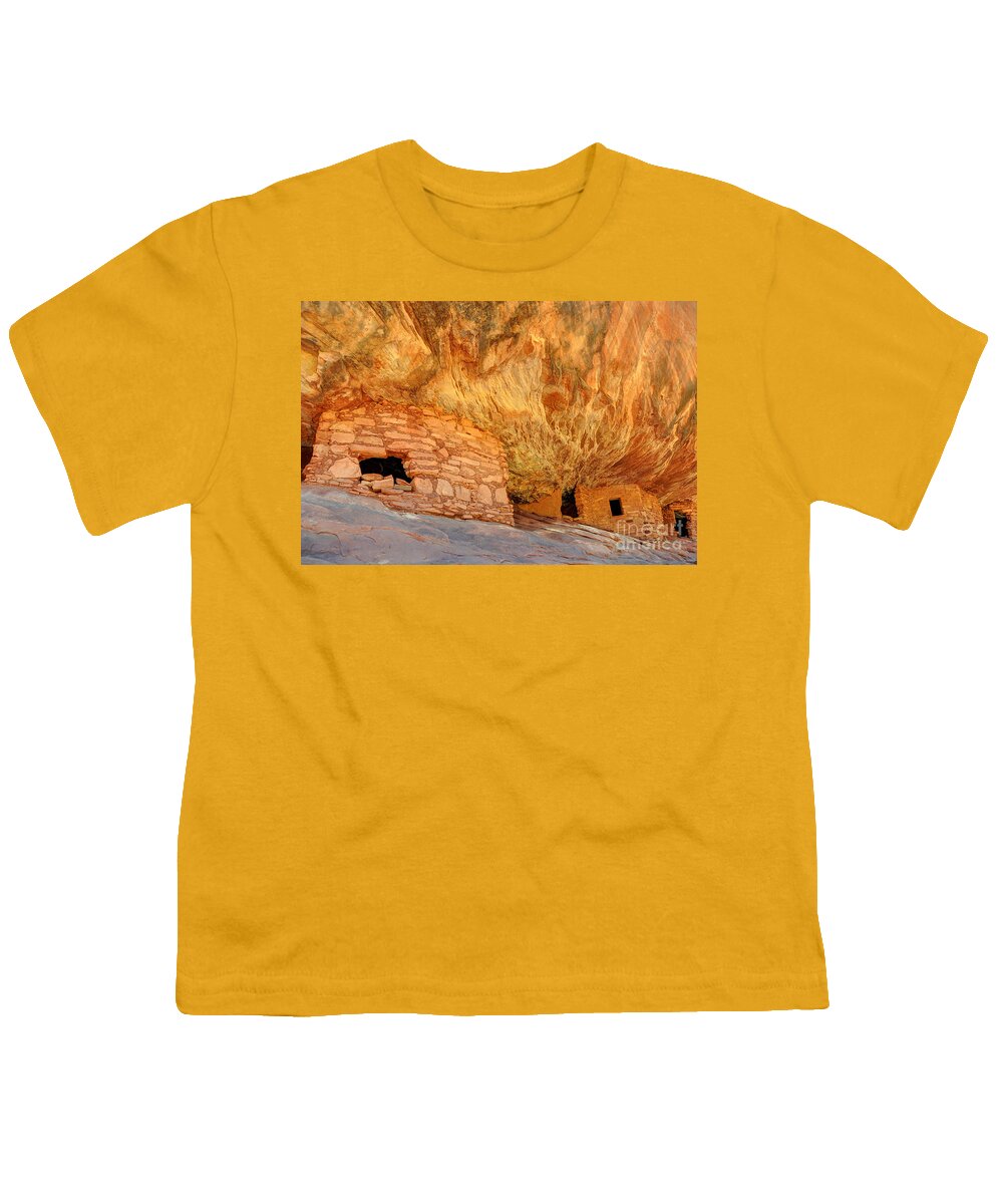 Cedar Youth T-Shirt featuring the photograph House on Fire Anasazi Indian Ruins by Gary Whitton