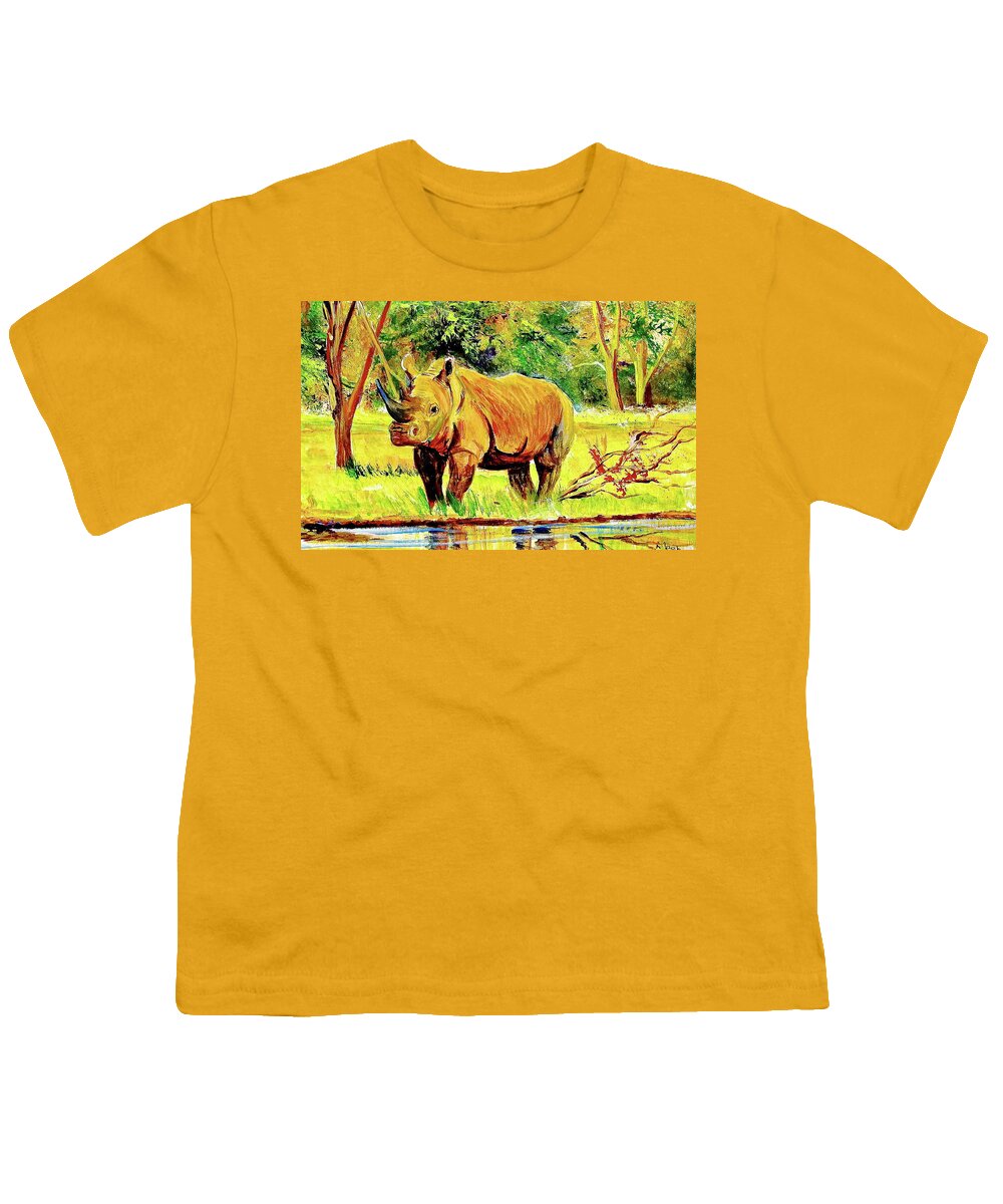African Artists Youth T-Shirt featuring the painting L-162 by Albert Lizah