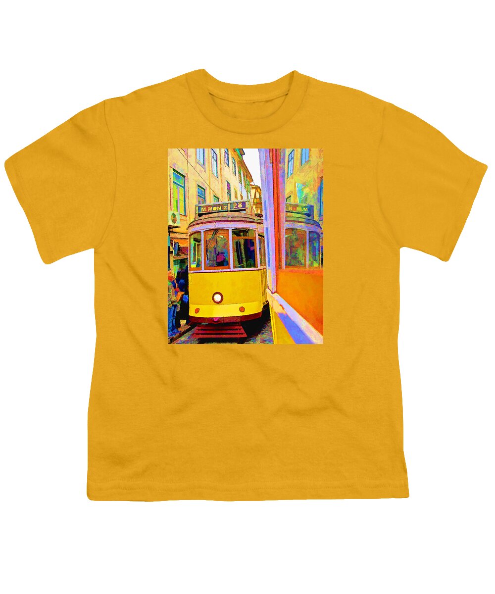 Europe Youth T-Shirt featuring the photograph Lisbon Trams by Dennis Cox