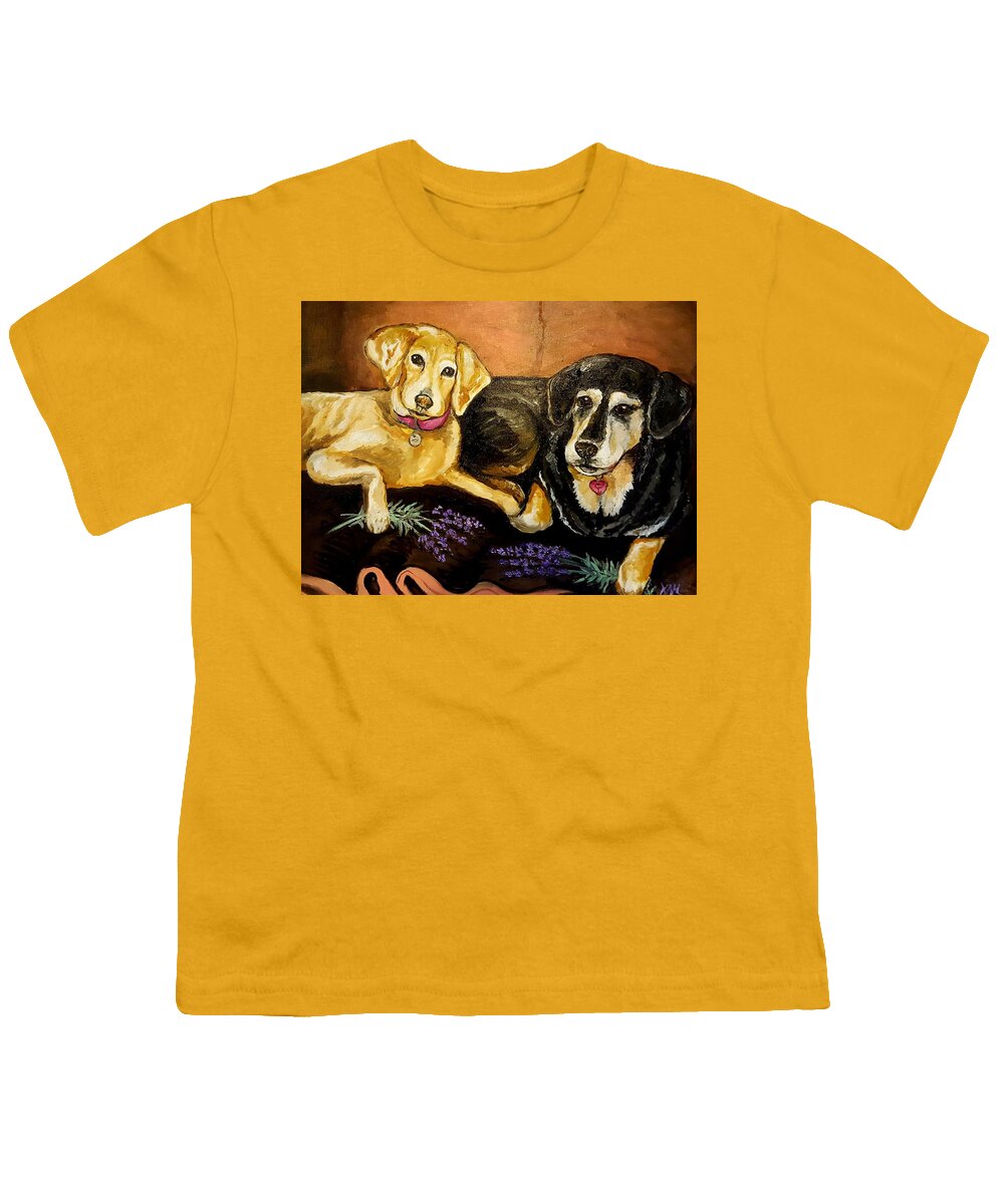 Dogs Youth T-Shirt featuring the painting Mandys Girls by Alexandria Weaselwise Busen
