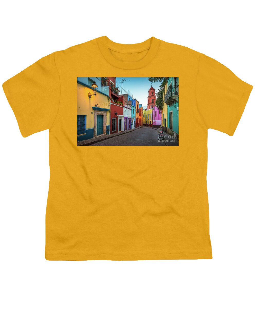 America Youth T-Shirt featuring the photograph Motorcycle in Guanajuato by Inge Johnsson