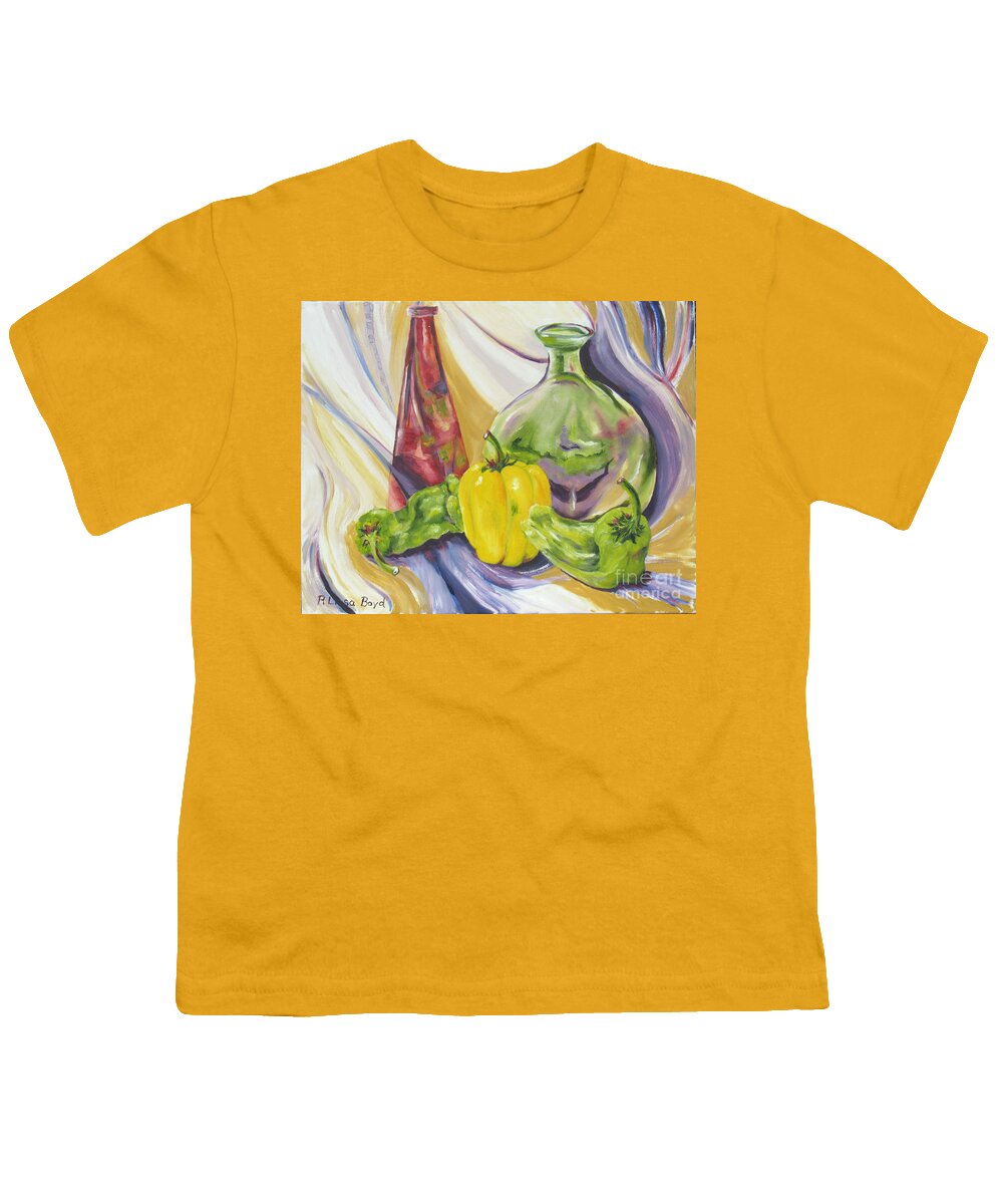 Peppers Youth T-Shirt featuring the painting Peppers and Passion by Lisa Boyd