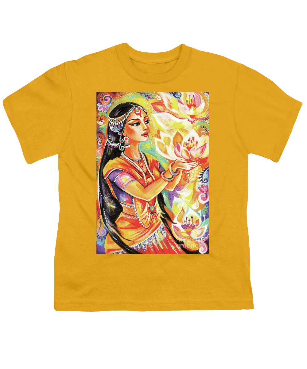 Indian Goddess Youth T-Shirt featuring the painting Pray of the Lotus River by Eva Campbell