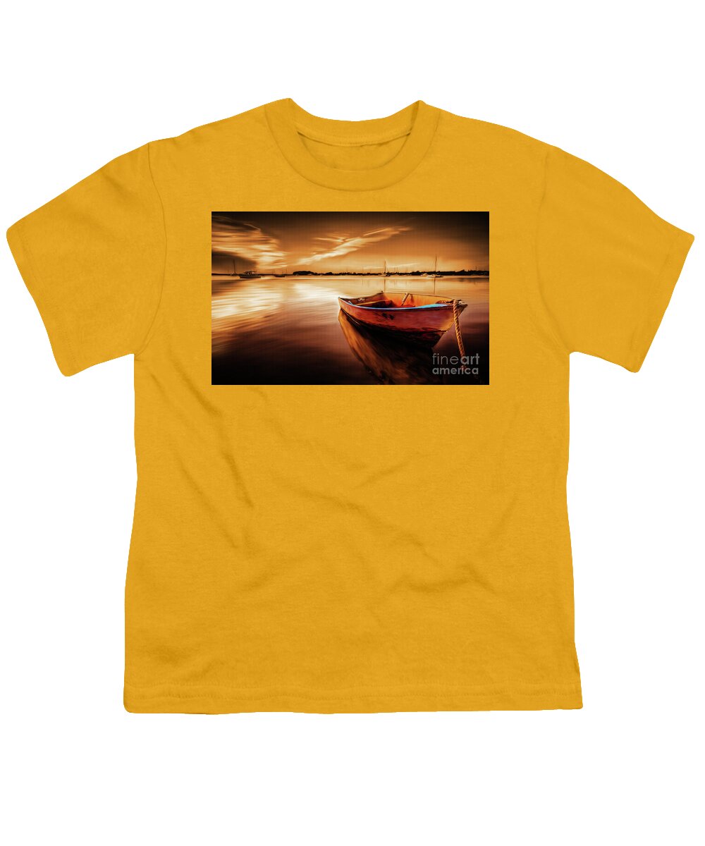 Gull Youth T-Shirt featuring the painting Sea Scape 01 by Gull G