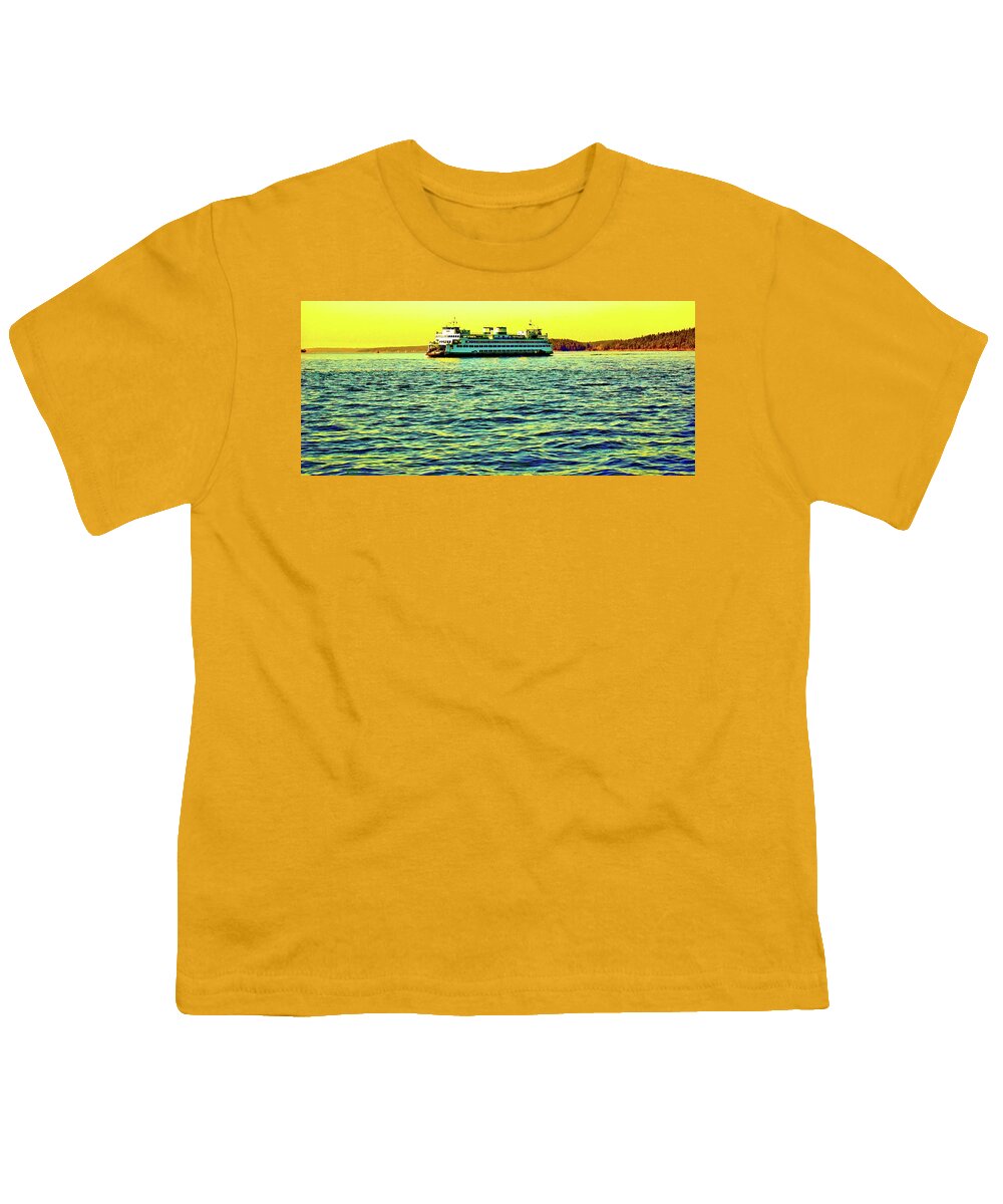 Senset Youth T-Shirt featuring the photograph Sunset Cruise On The Ferry by Craig Perry-Ollila