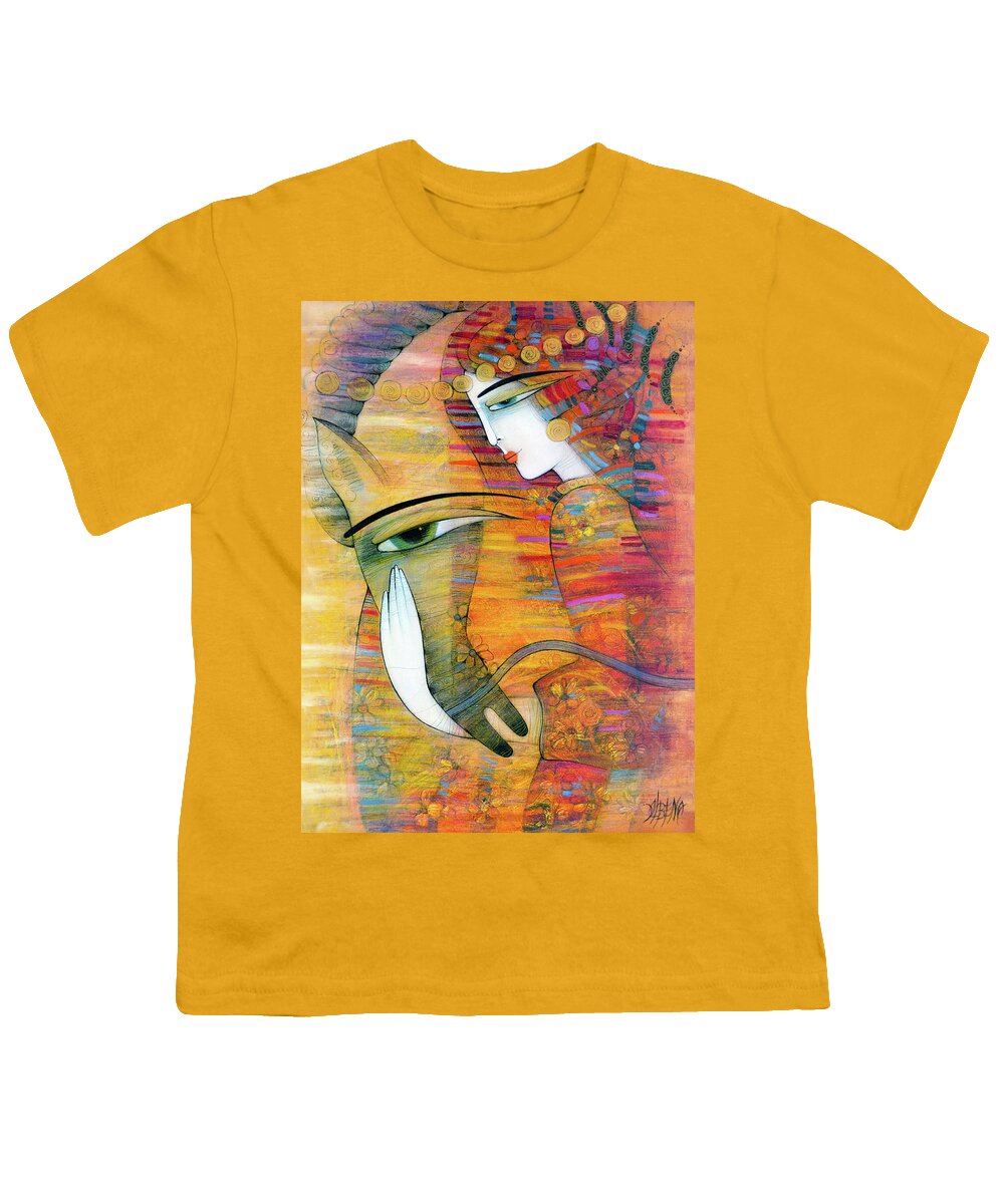 Albena Youth T-Shirt featuring the painting The Beauty And The Horse by Albena Vatcheva