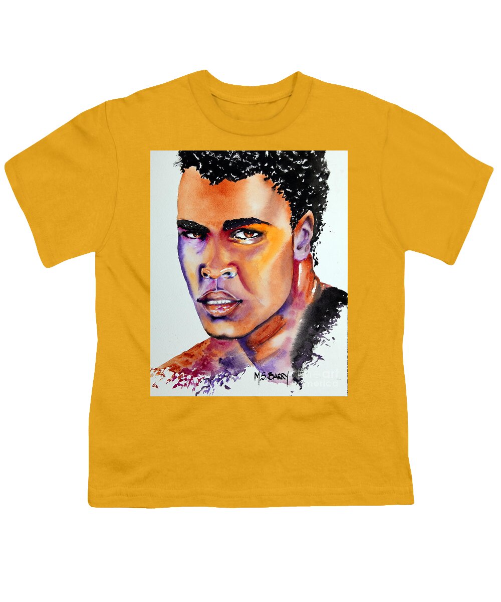 Muhammed Ali Youth T-Shirt featuring the painting The Great Ali by Maria Barry