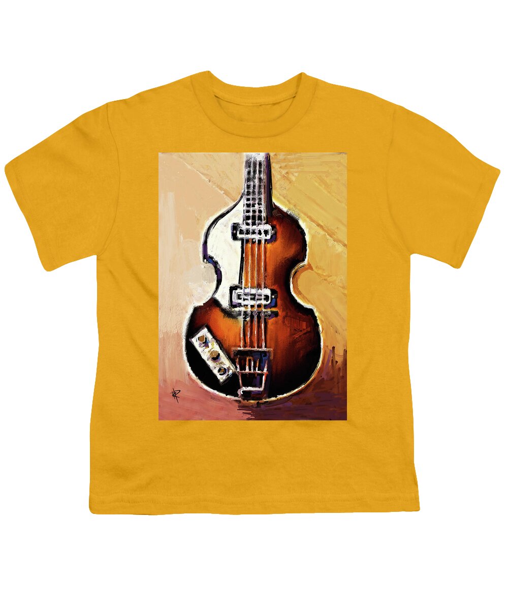 Hofner Bass Guitar Youth T-Shirt featuring the mixed media The Hofner Bass by Russell Pierce