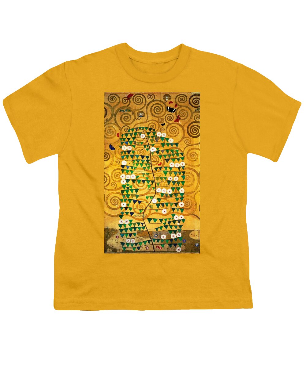 Gustav Klimt Youth T-Shirt featuring the painting Tree of Life Stoclet Frieze by Gustav Klimt