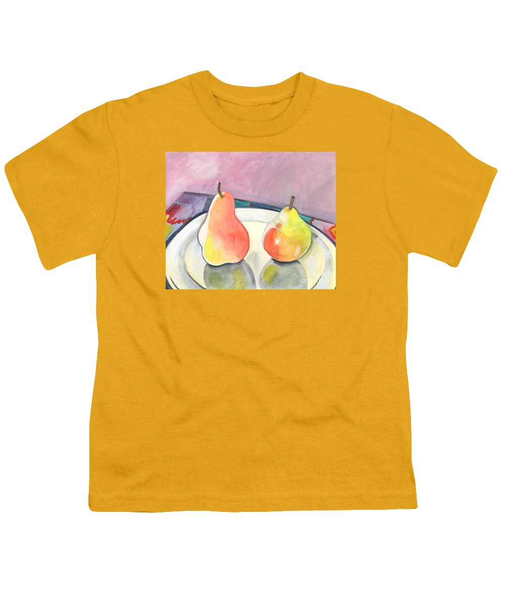 Pear Youth T-Shirt featuring the painting Two Pears by Helena Tiainen