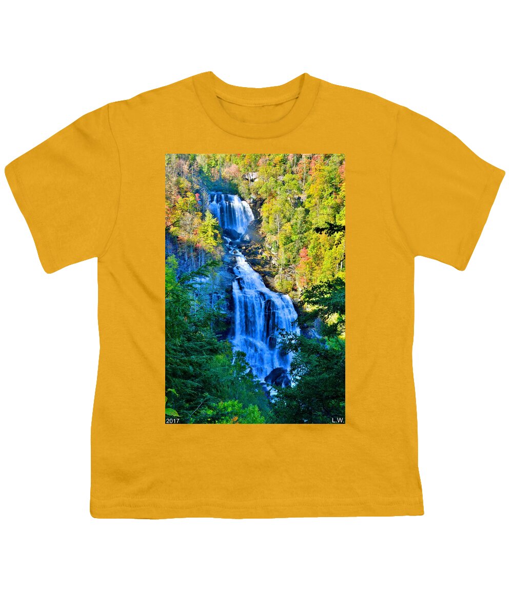 Upper Whitewater Falls North Carolina Vertical Youth T-Shirt featuring the photograph Upper Whitewater Fall North Carolina Vertical by Lisa Wooten