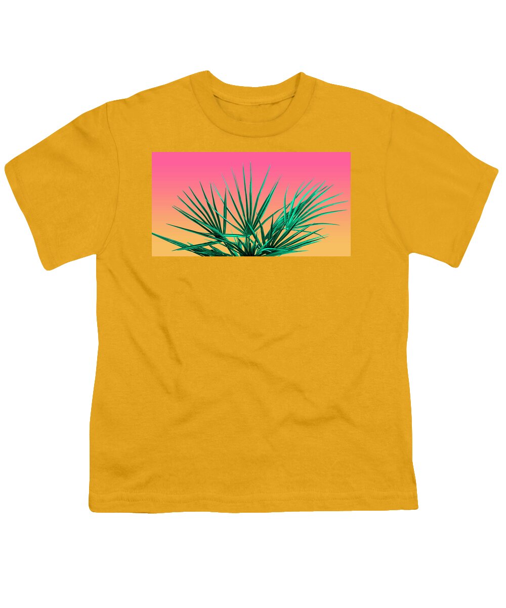 Palm Tree Youth T-Shirt featuring the photograph Vaporwave Palm Life - Miami Sunset by Jennifer Walsh
