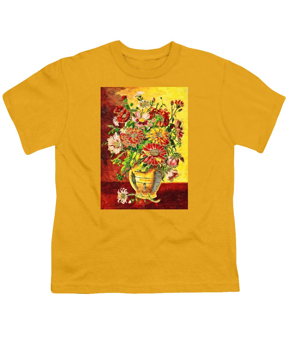 Flowers Youth T-Shirt featuring the digital art Vase of Flowers by Charmaine Zoe