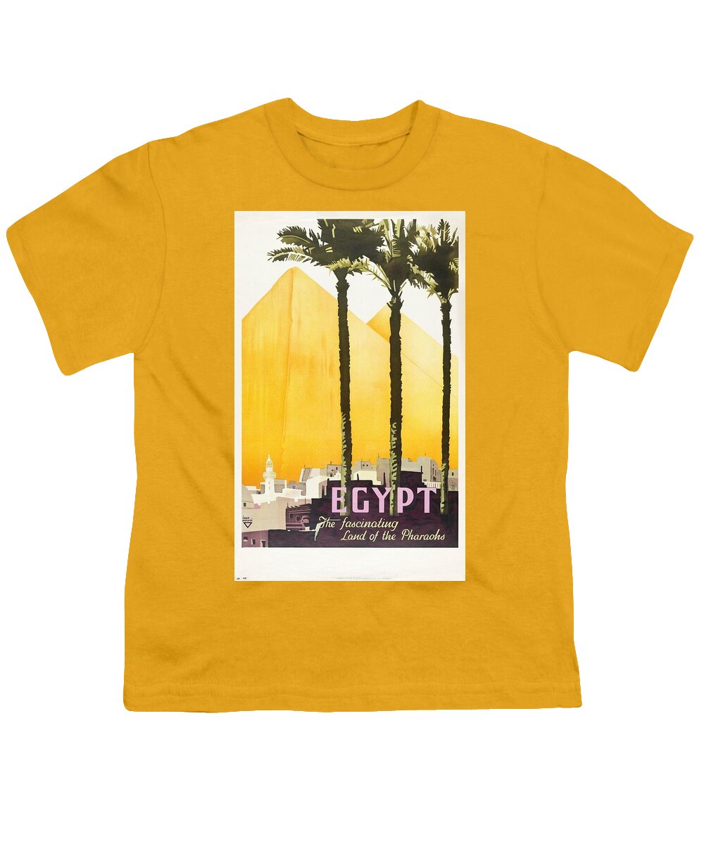 Vintage Travel Poster Egypt Land Of The Pharaohs Youth T-Shirt featuring the painting Vintage Travel Poster by MotionAge Designs