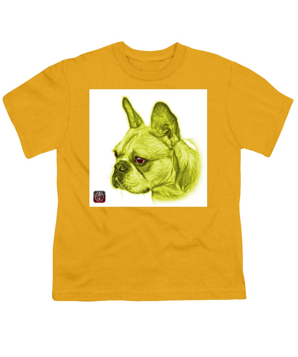 French Bulldog Youth T-Shirt featuring the painting Yellow French Bulldog Pop Art - 0755 WB by James Ahn