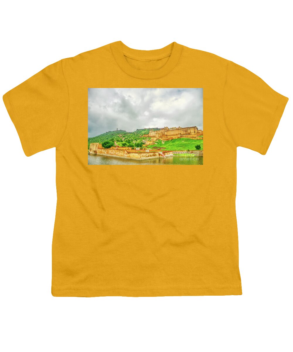 Amer Fort Youth T-Shirt featuring the photograph A pano view of Amer Fort - India by Stefano Senise