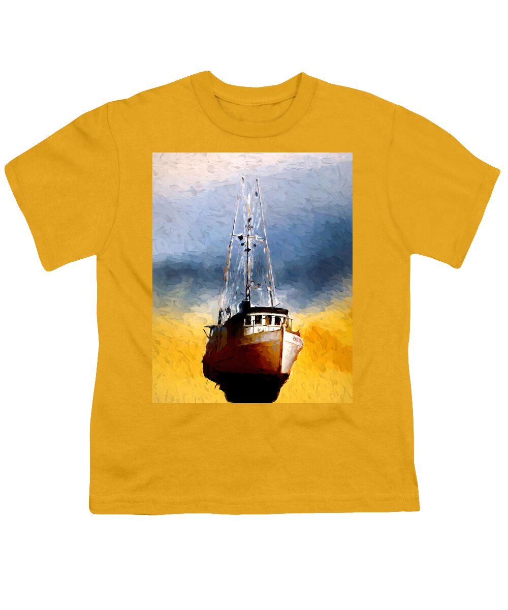 Rigging Youth T-Shirt featuring the photograph Abandoned Boat 30 by Cathy Anderson