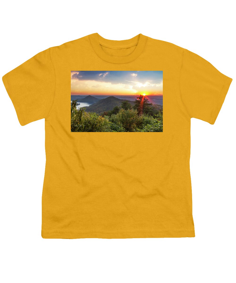 Benton Youth T-Shirt featuring the photograph Blue Ridge Overlook by Debra and Dave Vanderlaan