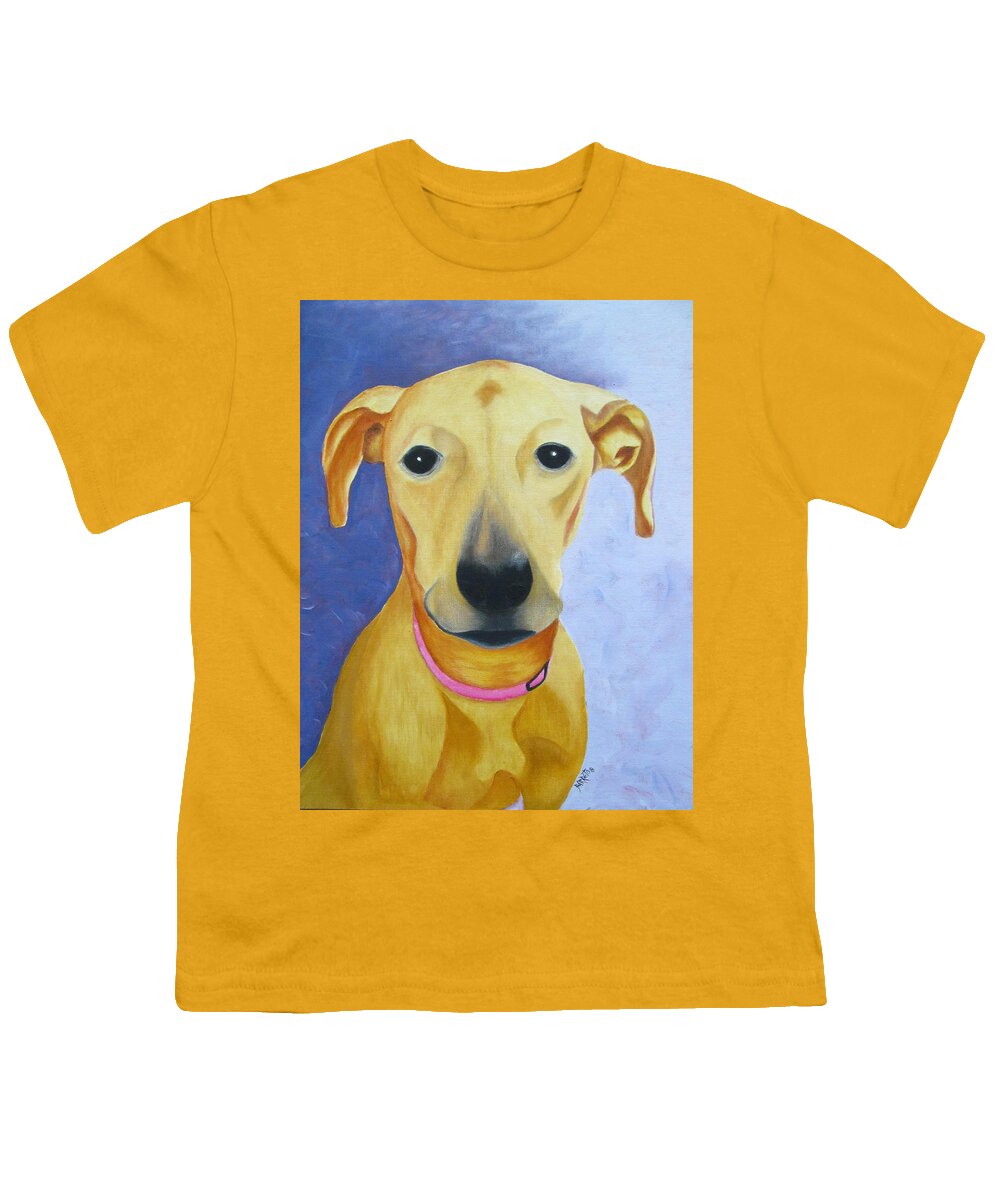 Dog Youth T-Shirt featuring the painting Daisy by Gloria E Barreto-Rodriguez