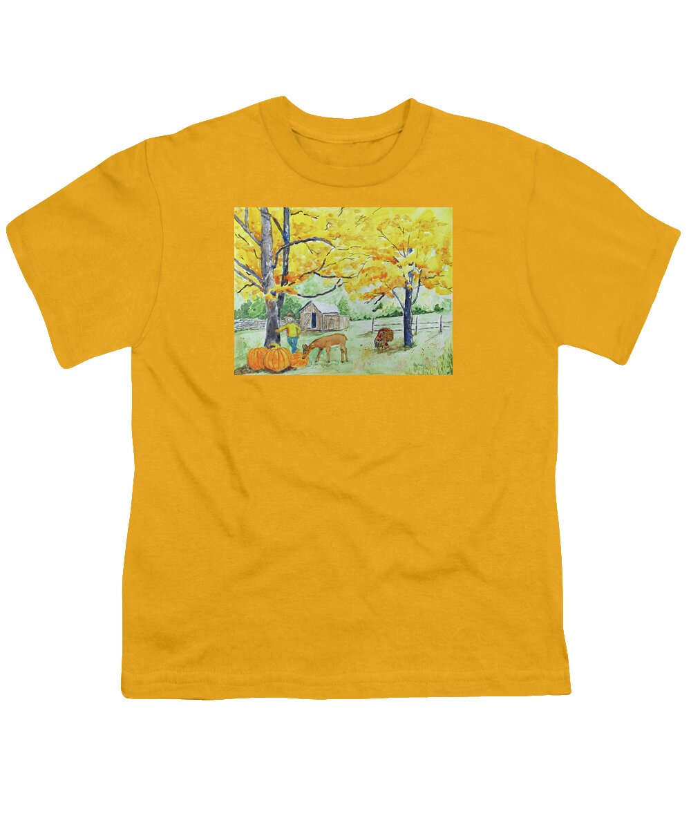 Fall Youth T-Shirt featuring the painting Fall Fun by Christine Lathrop