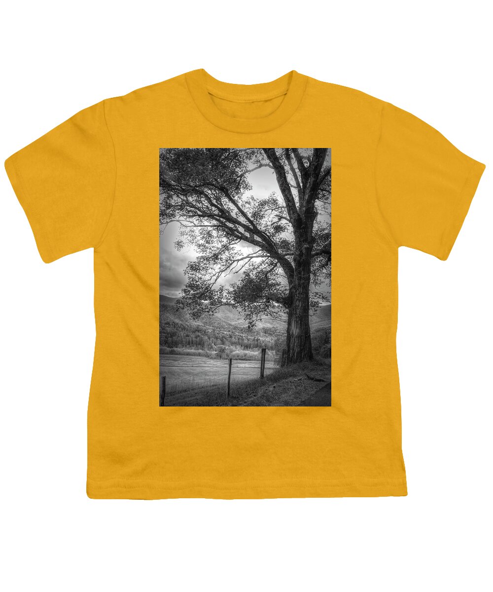 Appalachia Youth T-Shirt featuring the photograph Majestic in Black and White by Debra and Dave Vanderlaan