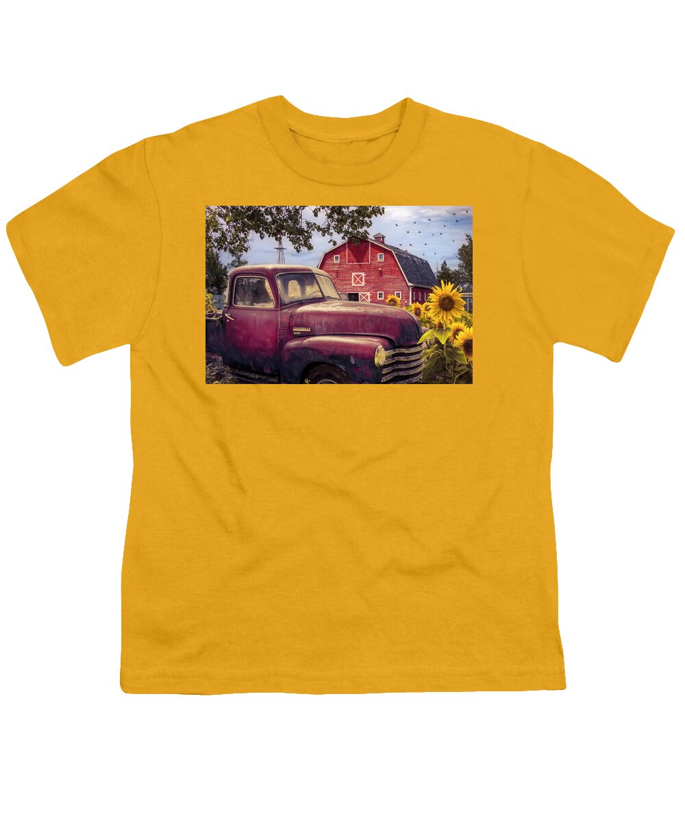 1946 Youth T-Shirt featuring the photograph Red Chevrolet in Autumn by Debra and Dave Vanderlaan