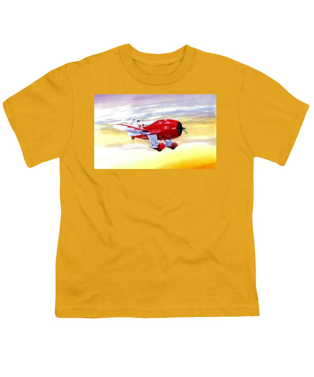 Granville Youth T-Shirt featuring the painting Russell Thaw's Gee Bee R2 by Simon Read