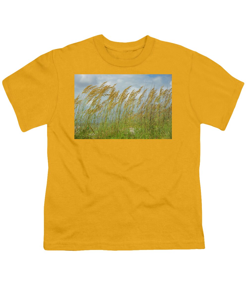 Sea Oats Youth T-Shirt featuring the photograph Sea Oats On A Beach by Dennis Schmidt