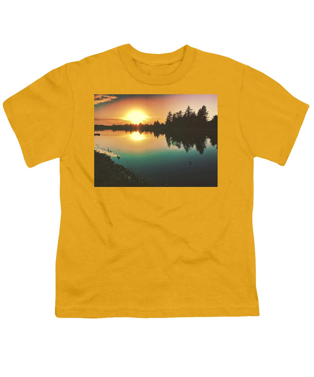 Sunset Youth T-Shirt featuring the digital art Sunset River Reflections by Chriss Pagani